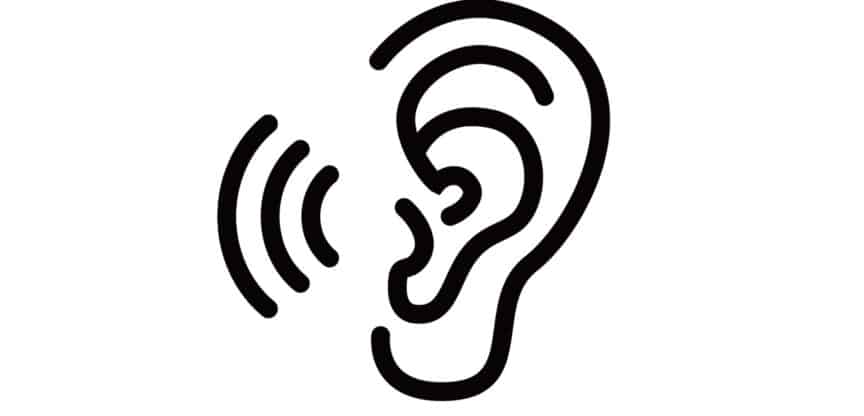 Hearing, ear icon.