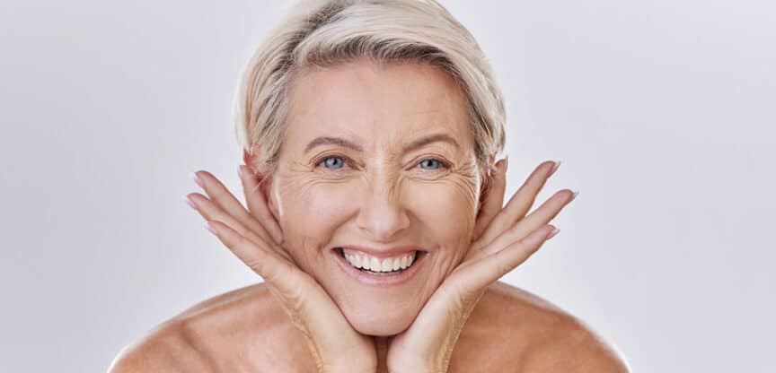 Reife Haut Pigmentflecken Falten Pickel Kollagen