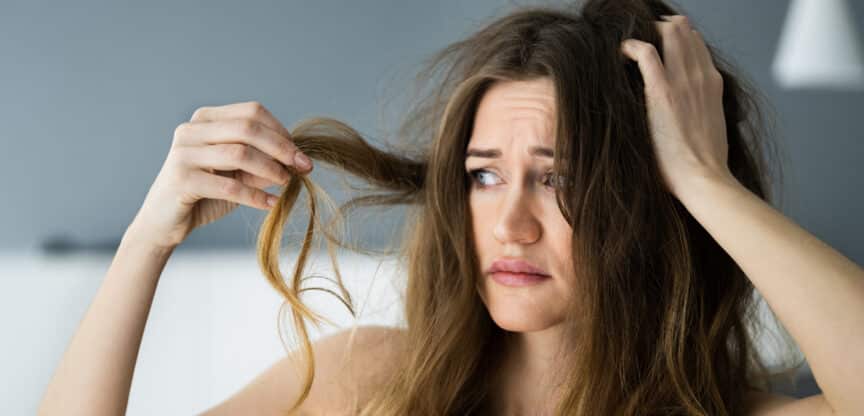 gesundes Haar sprödes trockenes dünnes Haar