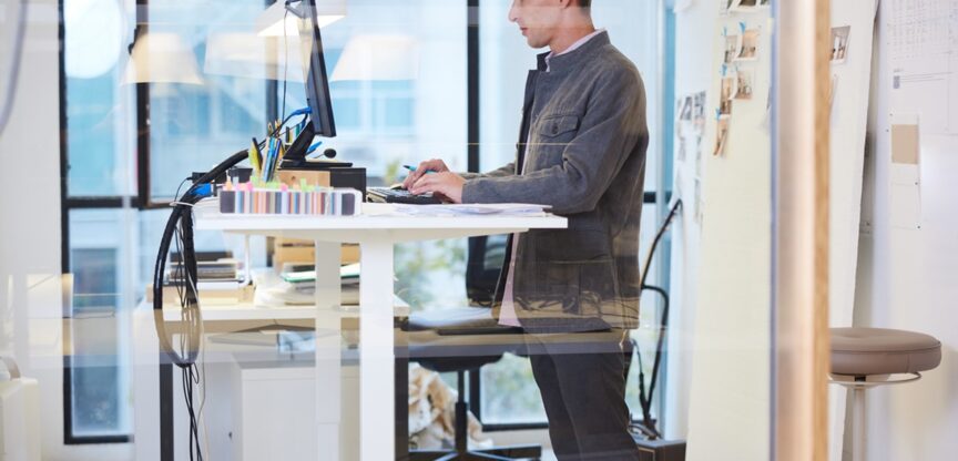 Bewegungsapparat, langes sitzen, Büro, Schreibtisch, Bürosessel